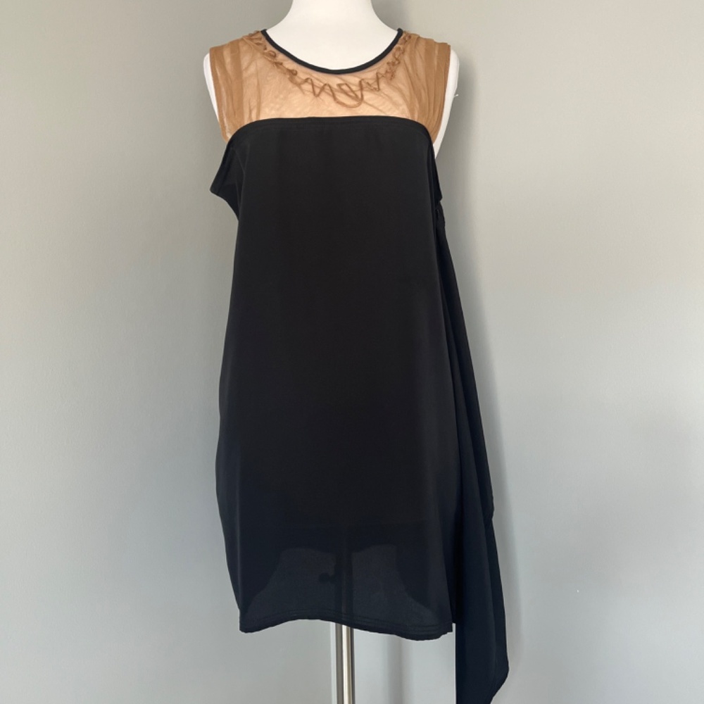 Liu Jo Black Lace detail Cocktail Boxy Flounce  Mini Flowy Dress Large - Picture 3 of 16